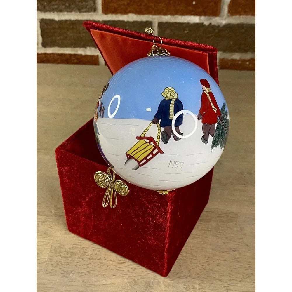 Pier 1 Christmas Ornament Blown Glass Hand Painted Li Bien‎ 1999 Snowman
